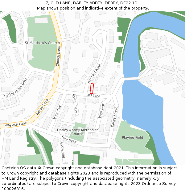 7, OLD LANE, DARLEY ABBEY, DERBY, DE22 1DL: Location map and indicative extent of plot