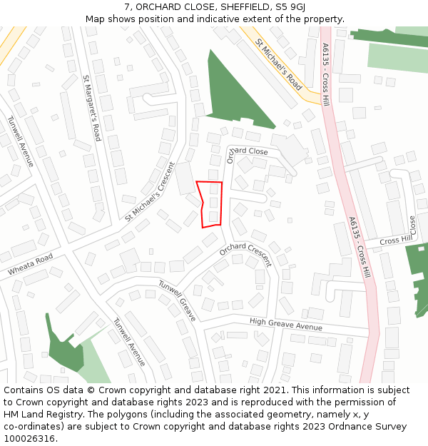 7, ORCHARD CLOSE, SHEFFIELD, S5 9GJ: Location map and indicative extent of plot