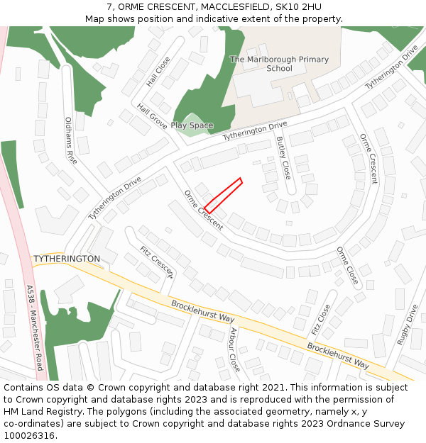 7, ORME CRESCENT, MACCLESFIELD, SK10 2HU: Location map and indicative extent of plot