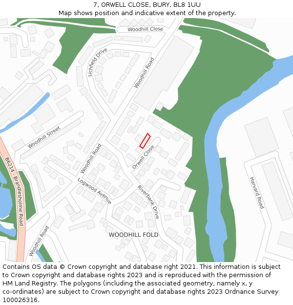 7, ORWELL CLOSE, BURY, BL8 1UU: Location map and indicative extent of plot