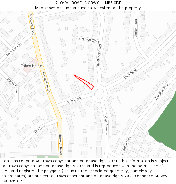 7, OVAL ROAD, NORWICH, NR5 0DE: Location map and indicative extent of plot