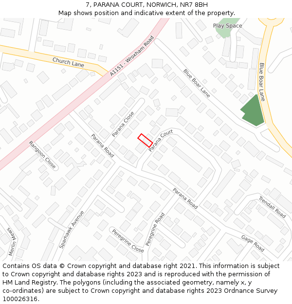 7, PARANA COURT, NORWICH, NR7 8BH: Location map and indicative extent of plot