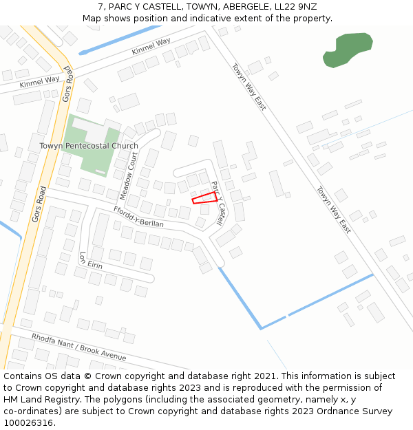7, PARC Y CASTELL, TOWYN, ABERGELE, LL22 9NZ: Location map and indicative extent of plot
