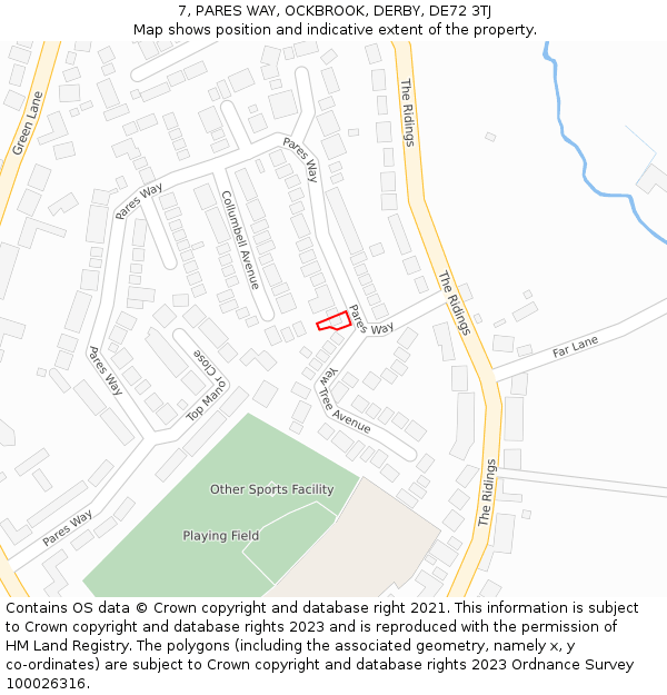 7, PARES WAY, OCKBROOK, DERBY, DE72 3TJ: Location map and indicative extent of plot