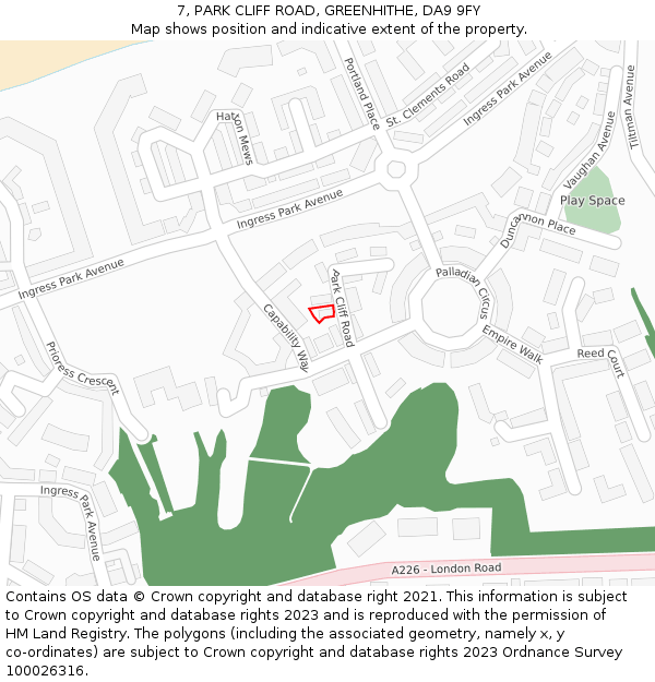 7, PARK CLIFF ROAD, GREENHITHE, DA9 9FY: Location map and indicative extent of plot