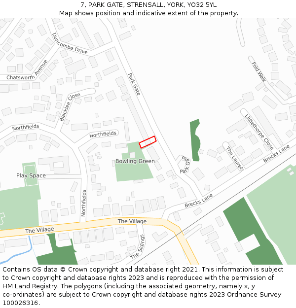 7, PARK GATE, STRENSALL, YORK, YO32 5YL: Location map and indicative extent of plot