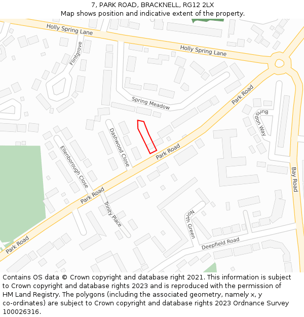 7, PARK ROAD, BRACKNELL, RG12 2LX: Location map and indicative extent of plot
