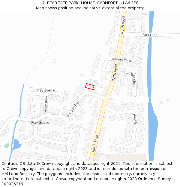 7, PEAR TREE PARK, HOLME, CARNFORTH, LA6 1PP: Location map and indicative extent of plot