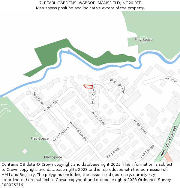 7, PEARL GARDENS, WARSOP, MANSFIELD, NG20 0FE: Location map and indicative extent of plot