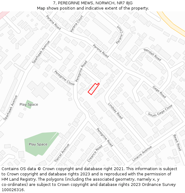 7, PEREGRINE MEWS, NORWICH, NR7 8JG: Location map and indicative extent of plot