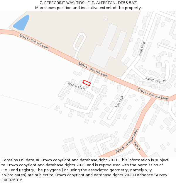 7, PEREGRINE WAY, TIBSHELF, ALFRETON, DE55 5AZ: Location map and indicative extent of plot