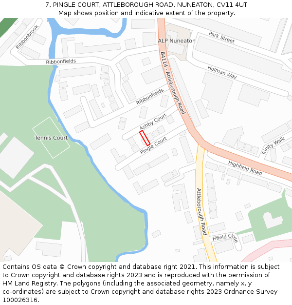 7, PINGLE COURT, ATTLEBOROUGH ROAD, NUNEATON, CV11 4UT: Location map and indicative extent of plot