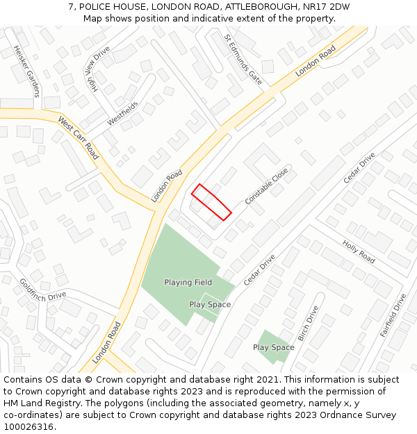 7, POLICE HOUSE, LONDON ROAD, ATTLEBOROUGH, NR17 2DW: Location map and indicative extent of plot