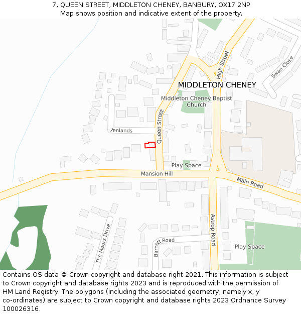 7, QUEEN STREET, MIDDLETON CHENEY, BANBURY, OX17 2NP: Location map and indicative extent of plot