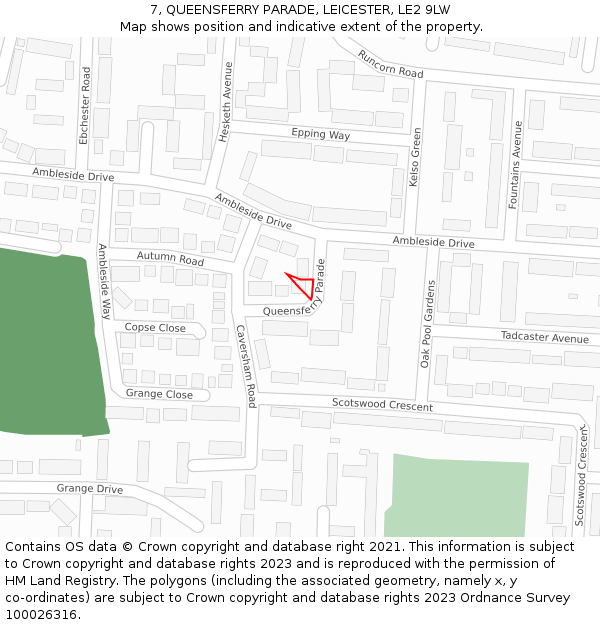 7, QUEENSFERRY PARADE, LEICESTER, LE2 9LW: Location map and indicative extent of plot