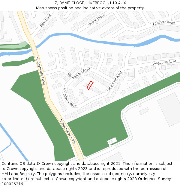 7, RAME CLOSE, LIVERPOOL, L10 4UX: Location map and indicative extent of plot