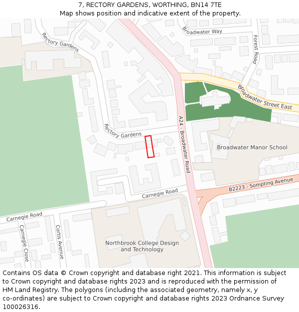 7, RECTORY GARDENS, WORTHING, BN14 7TE: Location map and indicative extent of plot