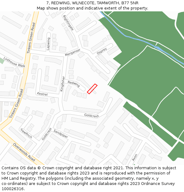 7, REDWING, WILNECOTE, TAMWORTH, B77 5NR: Location map and indicative extent of plot