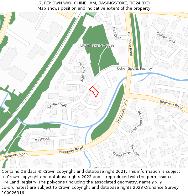7, RENOWN WAY, CHINEHAM, BASINGSTOKE, RG24 8XD: Location map and indicative extent of plot