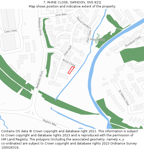 7, RHINE CLOSE, SWINDON, SN5 8ZQ: Location map and indicative extent of plot