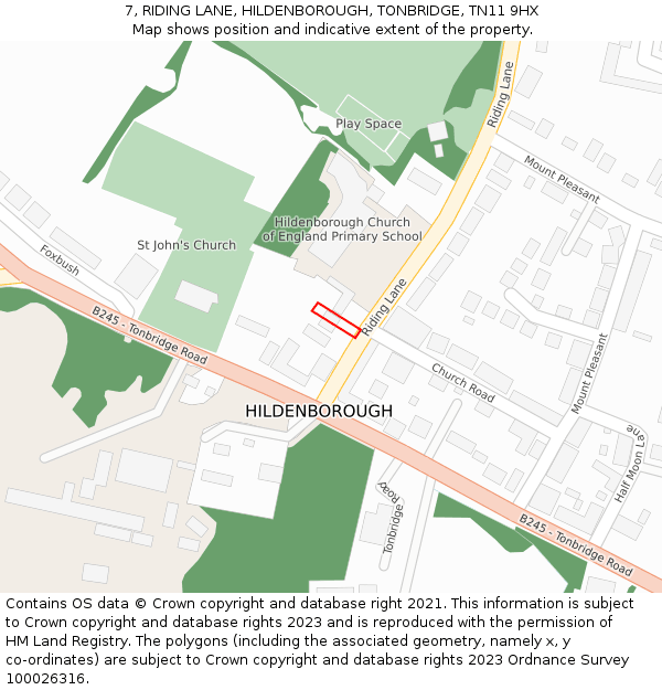 7, RIDING LANE, HILDENBOROUGH, TONBRIDGE, TN11 9HX: Location map and indicative extent of plot
