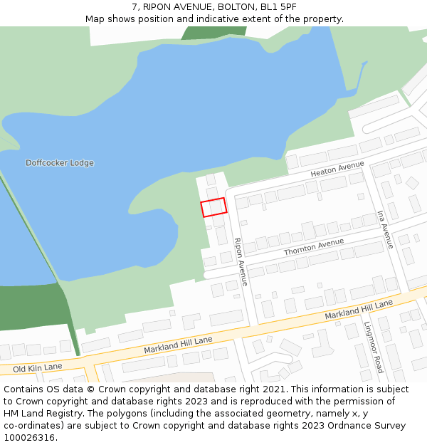 7, RIPON AVENUE, BOLTON, BL1 5PF: Location map and indicative extent of plot