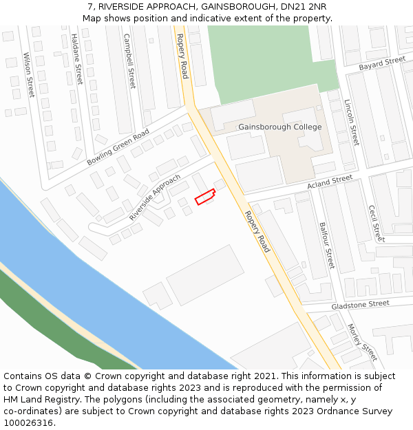 7, RIVERSIDE APPROACH, GAINSBOROUGH, DN21 2NR: Location map and indicative extent of plot