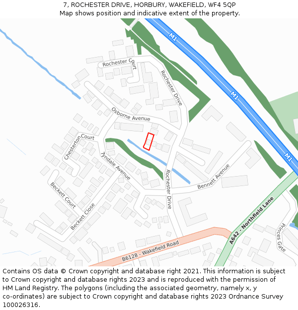 7, ROCHESTER DRIVE, HORBURY, WAKEFIELD, WF4 5QP: Location map and indicative extent of plot