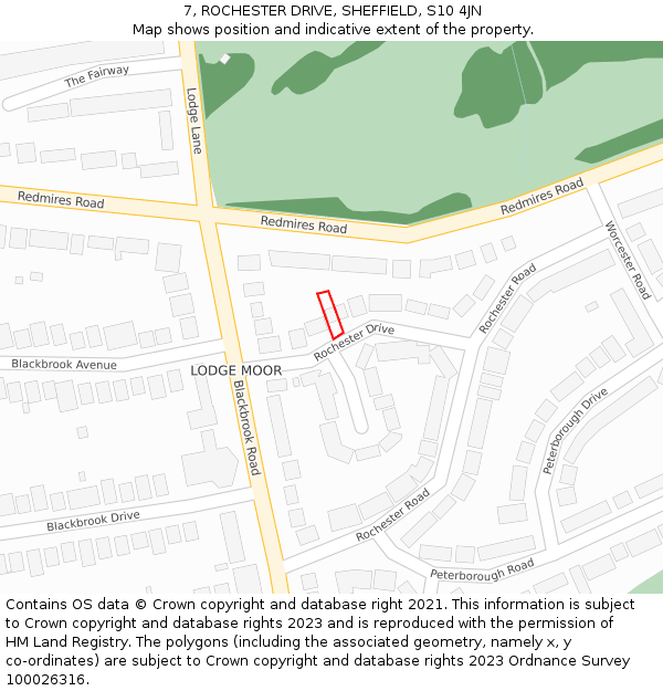 7, ROCHESTER DRIVE, SHEFFIELD, S10 4JN: Location map and indicative extent of plot