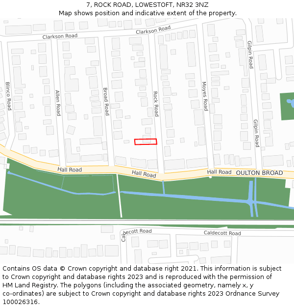 7, ROCK ROAD, LOWESTOFT, NR32 3NZ: Location map and indicative extent of plot