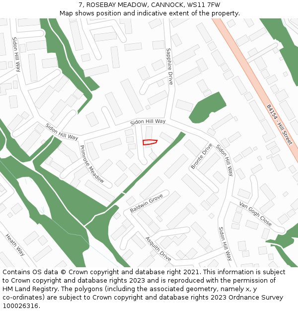 7, ROSEBAY MEADOW, CANNOCK, WS11 7FW: Location map and indicative extent of plot