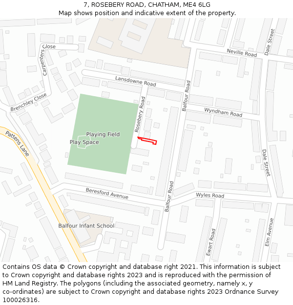 7, ROSEBERY ROAD, CHATHAM, ME4 6LG: Location map and indicative extent of plot