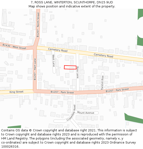 7, ROSS LANE, WINTERTON, SCUNTHORPE, DN15 9UD: Location map and indicative extent of plot