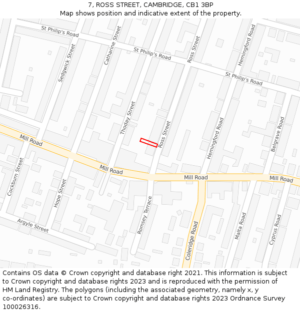 7, ROSS STREET, CAMBRIDGE, CB1 3BP: Location map and indicative extent of plot