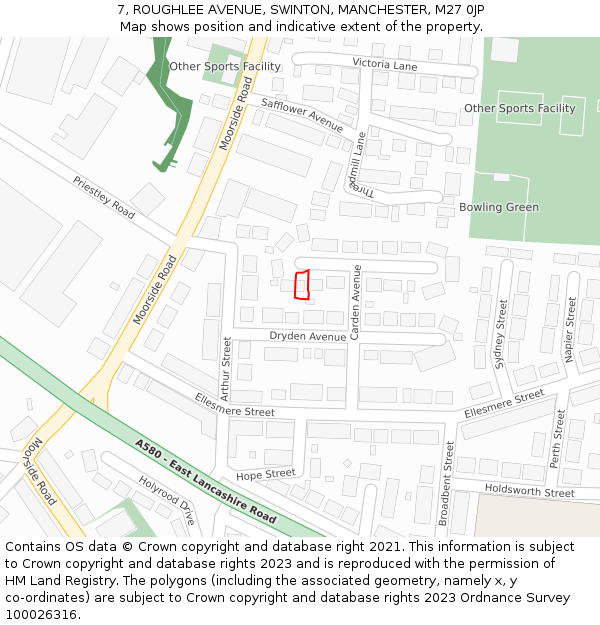 7, ROUGHLEE AVENUE, SWINTON, MANCHESTER, M27 0JP: Location map and indicative extent of plot