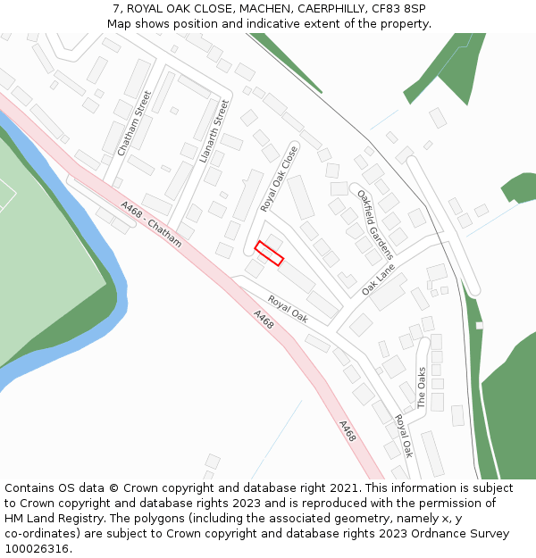 7, ROYAL OAK CLOSE, MACHEN, CAERPHILLY, CF83 8SP: Location map and indicative extent of plot