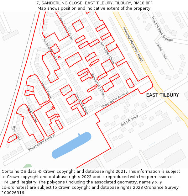 7, SANDERLING CLOSE, EAST TILBURY, TILBURY, RM18 8FF: Location map and indicative extent of plot