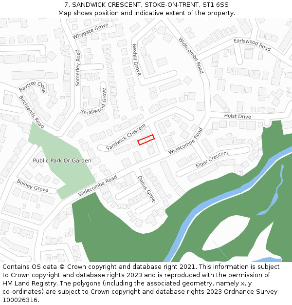 7, SANDWICK CRESCENT, STOKE-ON-TRENT, ST1 6SS: Location map and indicative extent of plot
