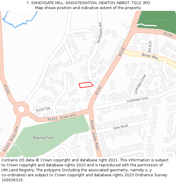 7, SANDYGATE MILL, KINGSTEIGNTON, NEWTON ABBOT, TQ12 3PD: Location map and indicative extent of plot