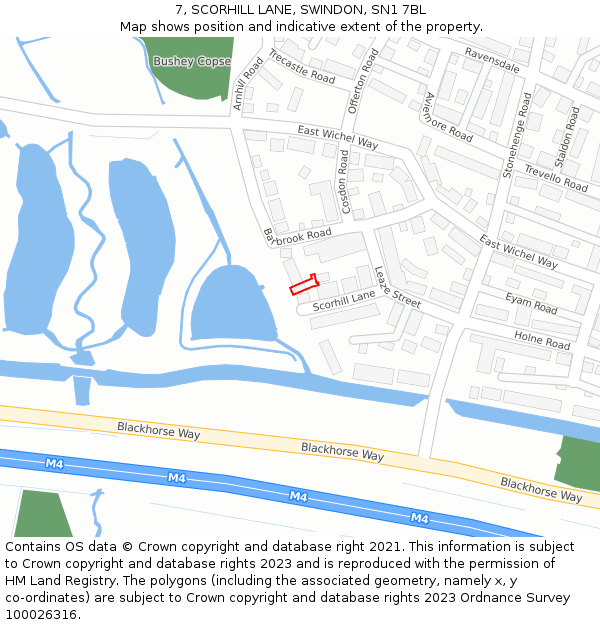 7, SCORHILL LANE, SWINDON, SN1 7BL: Location map and indicative extent of plot