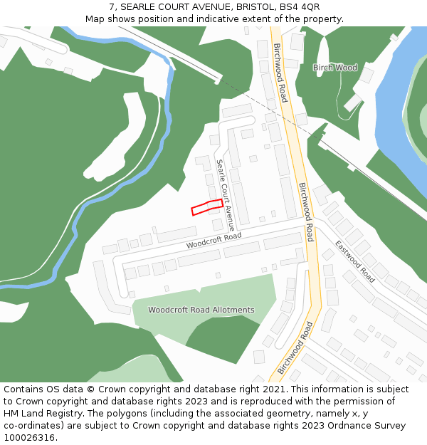 7, SEARLE COURT AVENUE, BRISTOL, BS4 4QR: Location map and indicative extent of plot