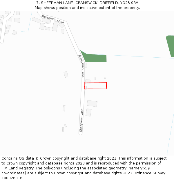 7, SHEEPMAN LANE, CRANSWICK, DRIFFIELD, YO25 9RA: Location map and indicative extent of plot