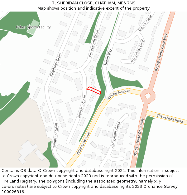 7, SHERIDAN CLOSE, CHATHAM, ME5 7NS: Location map and indicative extent of plot