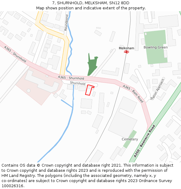 7, SHURNHOLD, MELKSHAM, SN12 8DD: Location map and indicative extent of plot