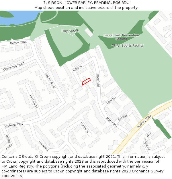 7, SIBSON, LOWER EARLEY, READING, RG6 3DU: Location map and indicative extent of plot