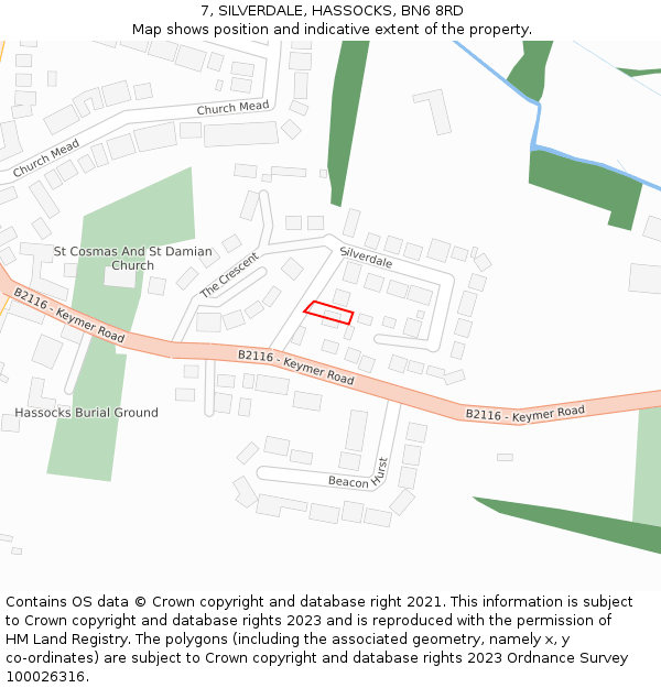 7, SILVERDALE, HASSOCKS, BN6 8RD: Location map and indicative extent of plot