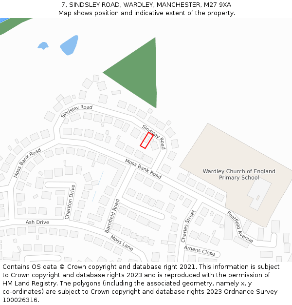 7, SINDSLEY ROAD, WARDLEY, MANCHESTER, M27 9XA: Location map and indicative extent of plot