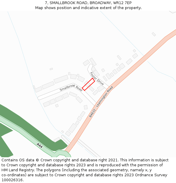 7, SMALLBROOK ROAD, BROADWAY, WR12 7EP: Location map and indicative extent of plot