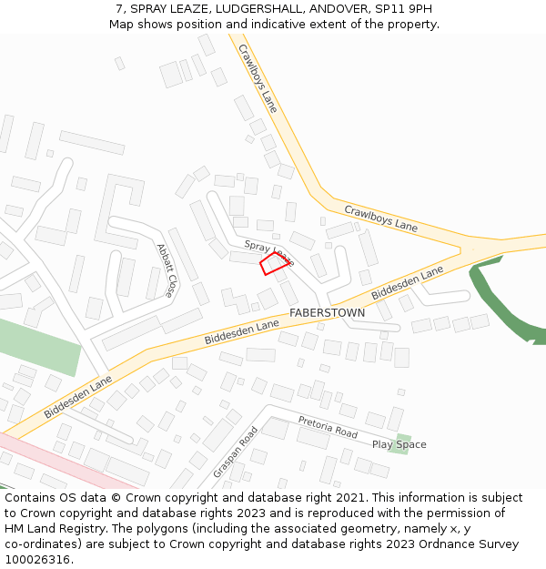 7, SPRAY LEAZE, LUDGERSHALL, ANDOVER, SP11 9PH: Location map and indicative extent of plot