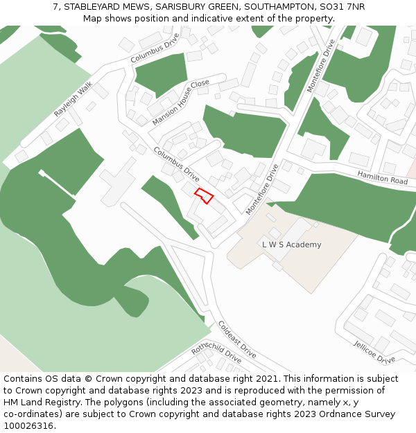 7, STABLEYARD MEWS, SARISBURY GREEN, SOUTHAMPTON, SO31 7NR: Location map and indicative extent of plot